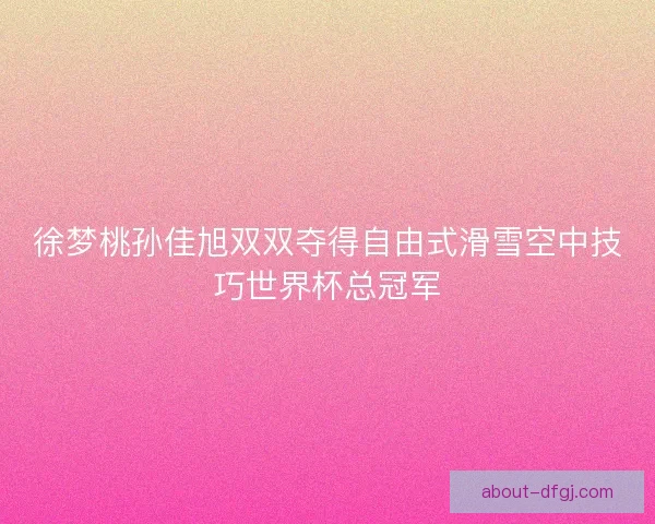 徐梦桃孙佳旭双双夺得自由式滑雪空中技巧世界杯总冠军