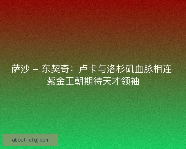 萨沙 - 东契奇：卢卡与洛杉矶血脉相连 紫金王朝期待天才领袖