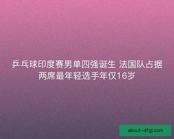 乒乓球印度赛男单四强诞生 法国队占据两席最年轻选手年仅16岁
